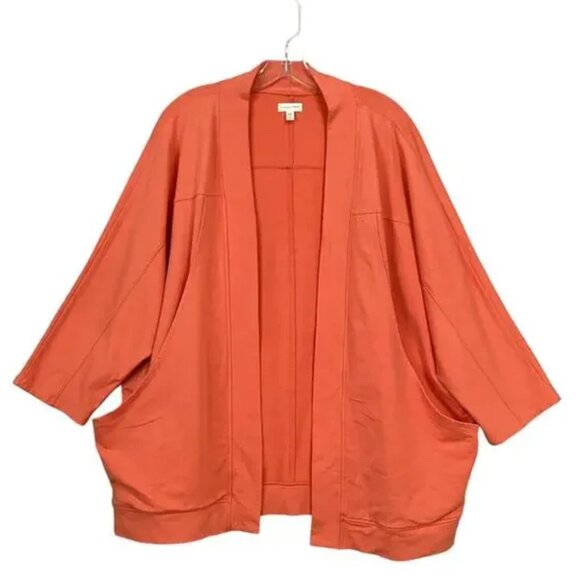 Garnet Hill Cardigan Jacket Medium Relaxed French Terry Oversized Lagenlook - Picture 13 of 13